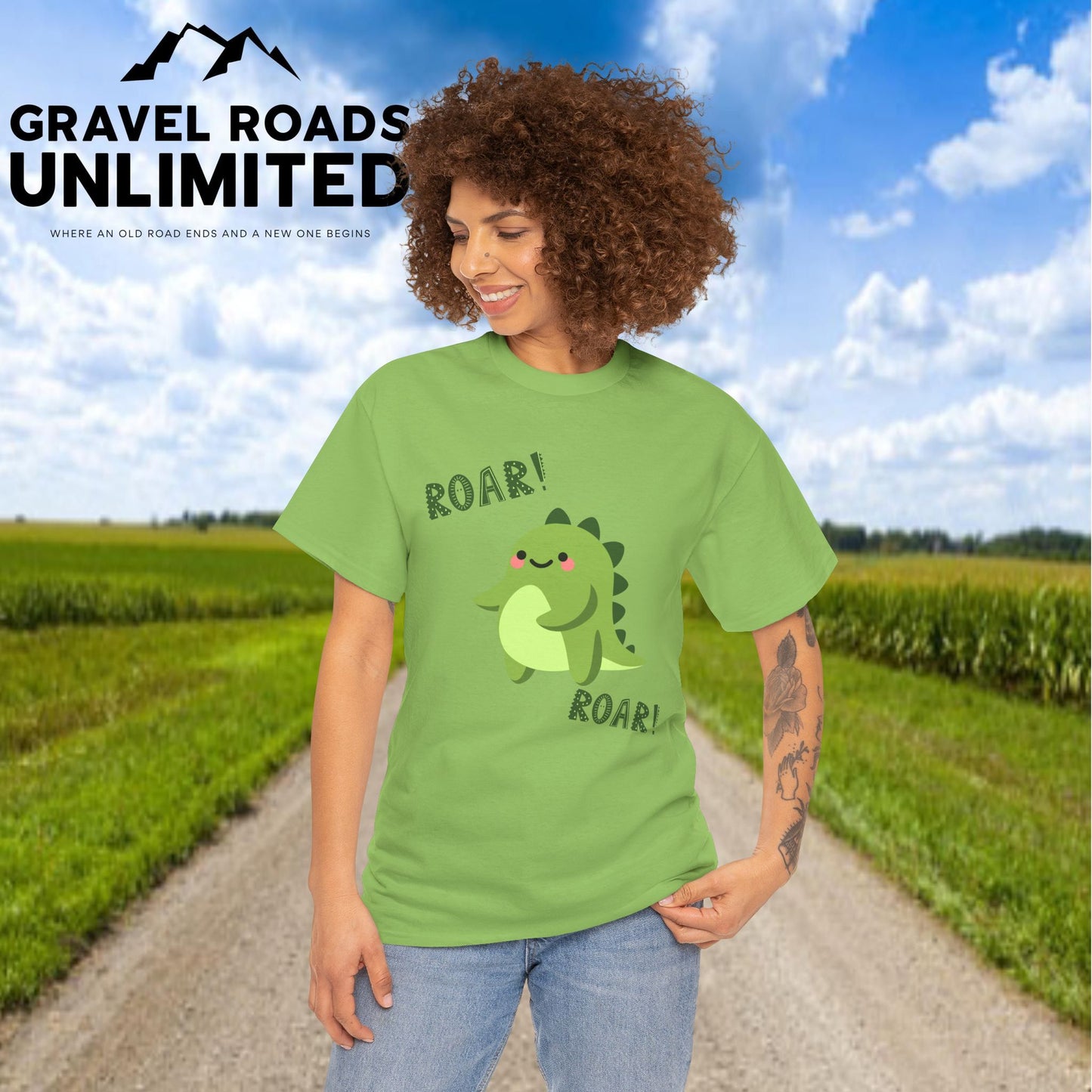 Roar Heavy Cotton Tee - Fun and Playful for Kids and Adults