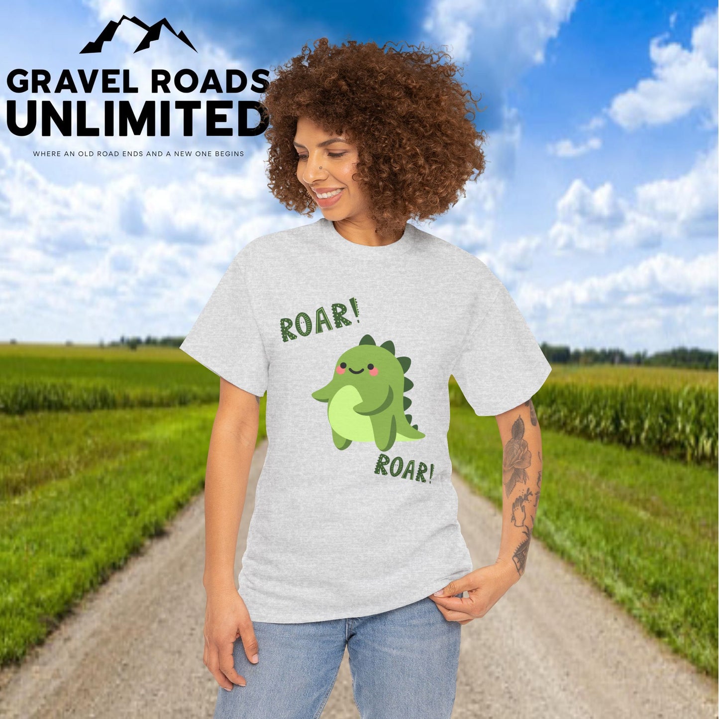 Roar Heavy Cotton Tee - Fun and Playful for Kids and Adults